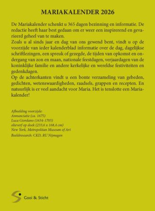 Mariakalender 2026 - achterkant